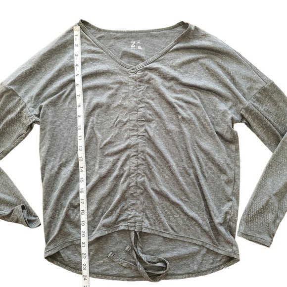 Zella green striped rouched athetic top long sleeve - Picture 6 of 9